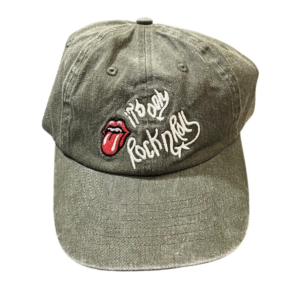 Lucky Brand Rolling Stones Hat Mens OS Green It's Only Rock n Roll Baseball Cap